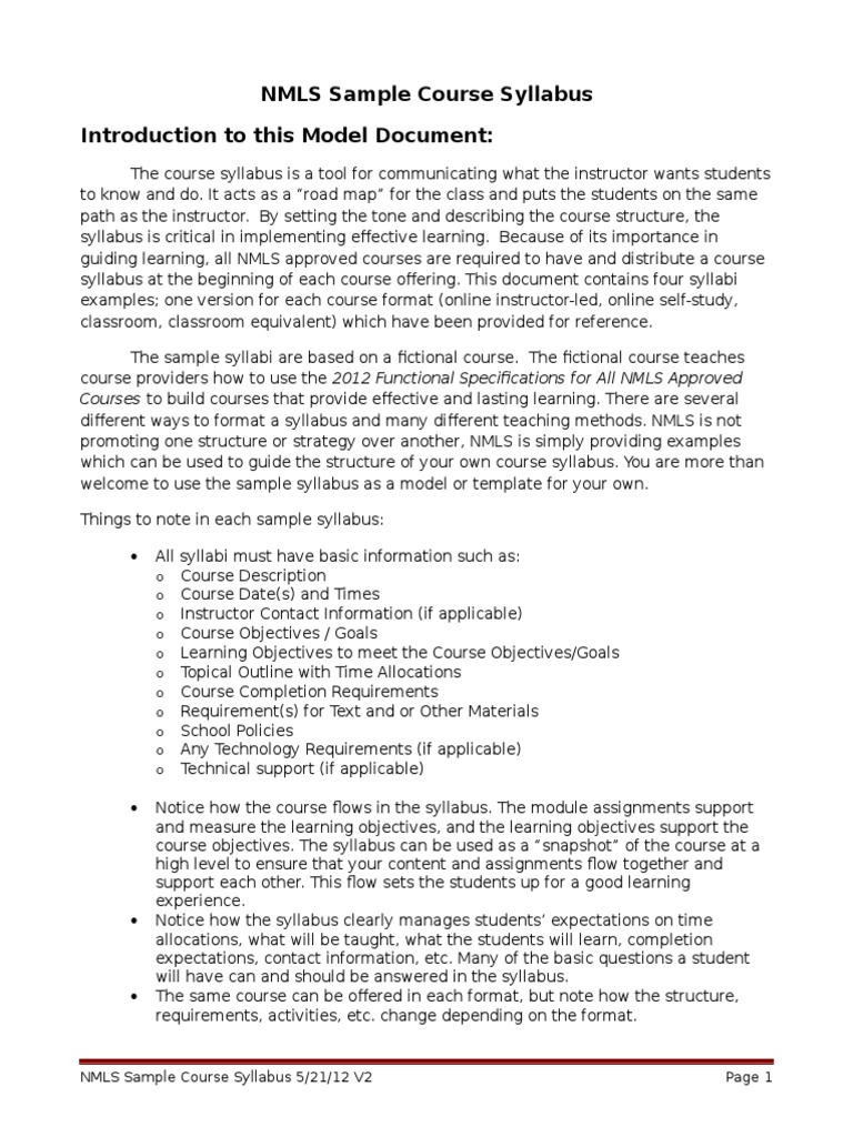 Example Document Course Syllabus | PDF