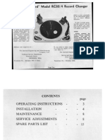 Manual of Garrard Model RC88 4 Record Changer