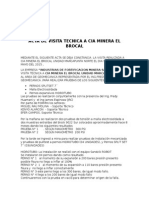 Acta de Visita Tecnica A CIA Minera El Brocal