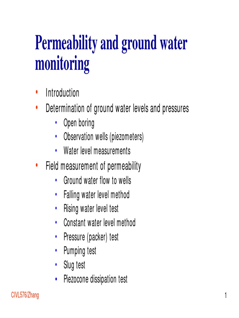Groundwater Permeability Testing Methods | PDF | Groundwater | Casing ...