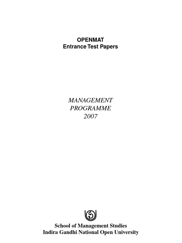 OPENMAT Entrance Test Papers PDF Stratosphere Test (Assessment)