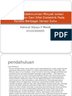 Pengaruh Suhu Terhadap Kekuatan Dielektrik Pada Minyak Tra