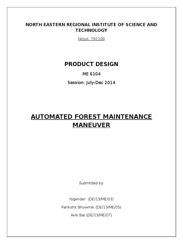 Automated Forest Maintenance Maneuver PDF Mechanical Engineering