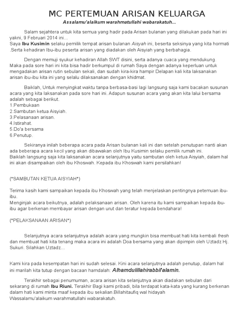 Contoh Naskah Mc Non Formal Terbaik | Limongenc.com