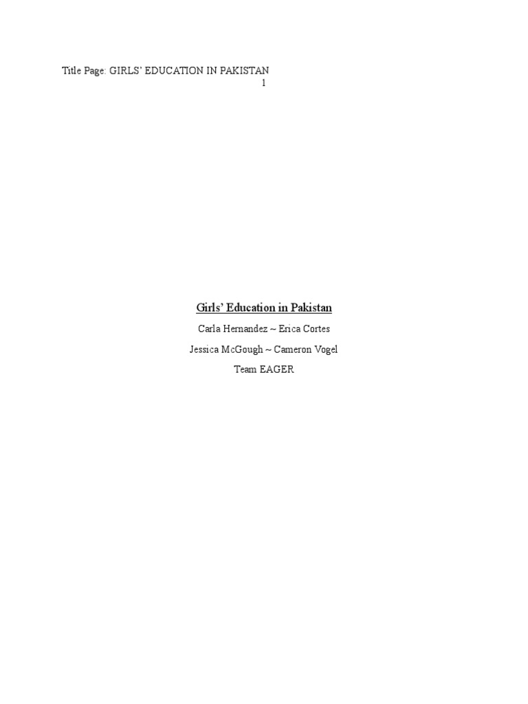 Girls' Education Challenges in Pakistan | PDF | Malala Yousafzai | Literacy