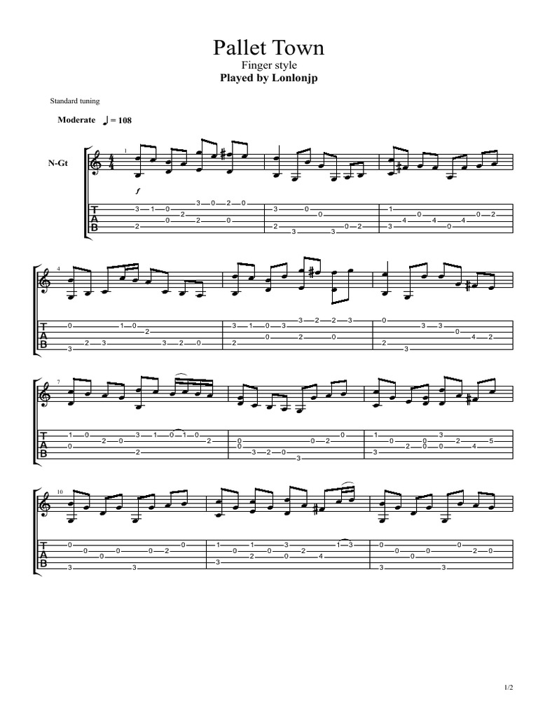 Pokemon Pallet Town Fingerstyle Tab Chordophones Music Production