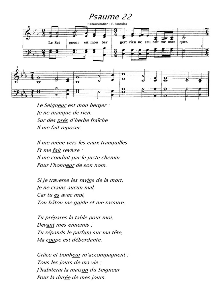 Psaume 22 Le Seigneur Est Mon Berger Partition Pdf