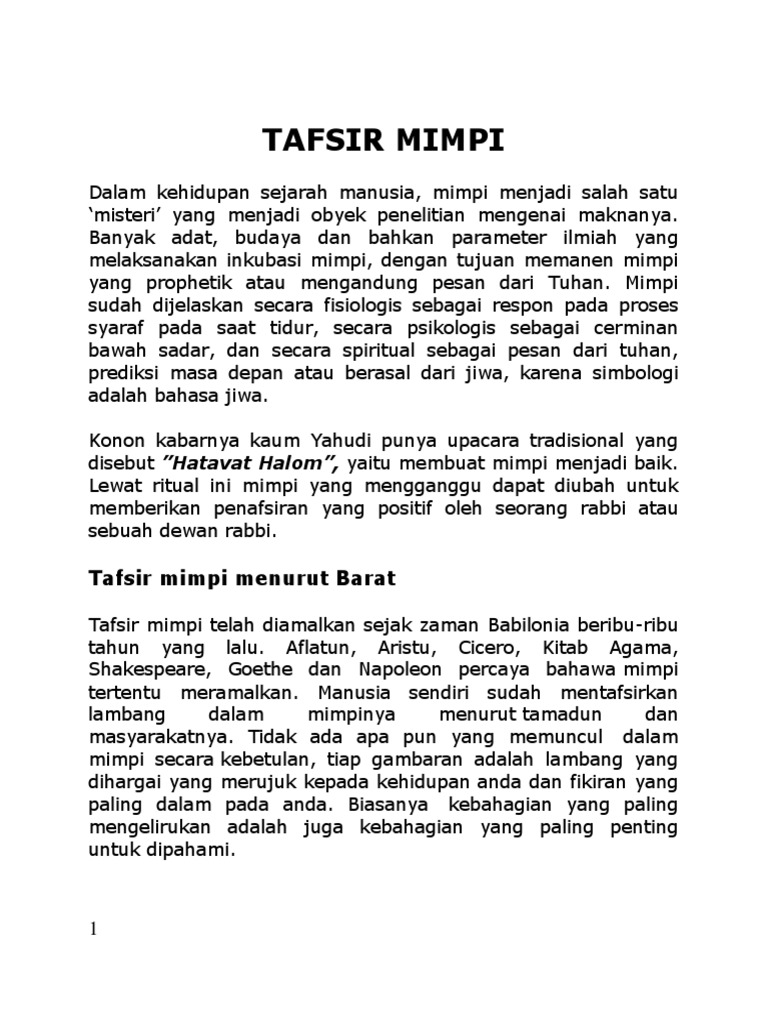 Buku Tafsir Mimpi Pdf | Pdf