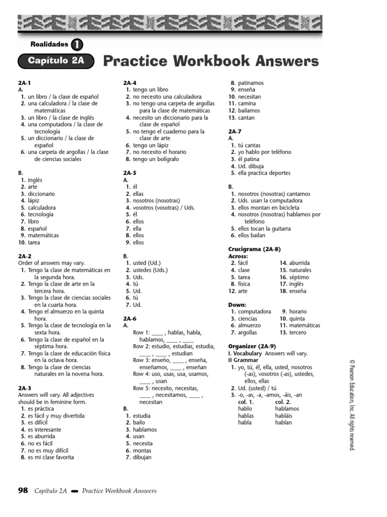 Pw 2a Answers Science Ciencia Y Tecnologia