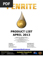 Product List APRIL 2013: Penrite Oil Company Pty LTD