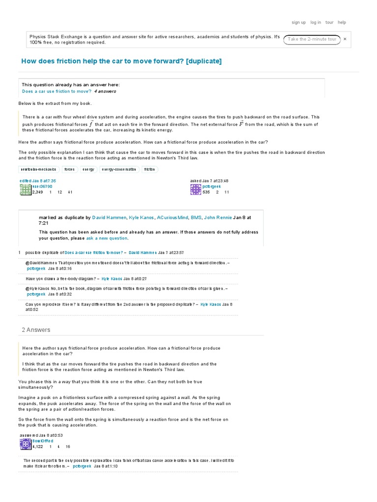 Newtonian Mechanics How Does Friction Help The Car To Move Forward Physics Stack Exchange