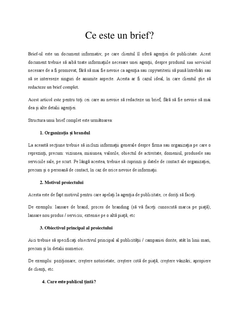 Ce Este Un Brief? | PDF