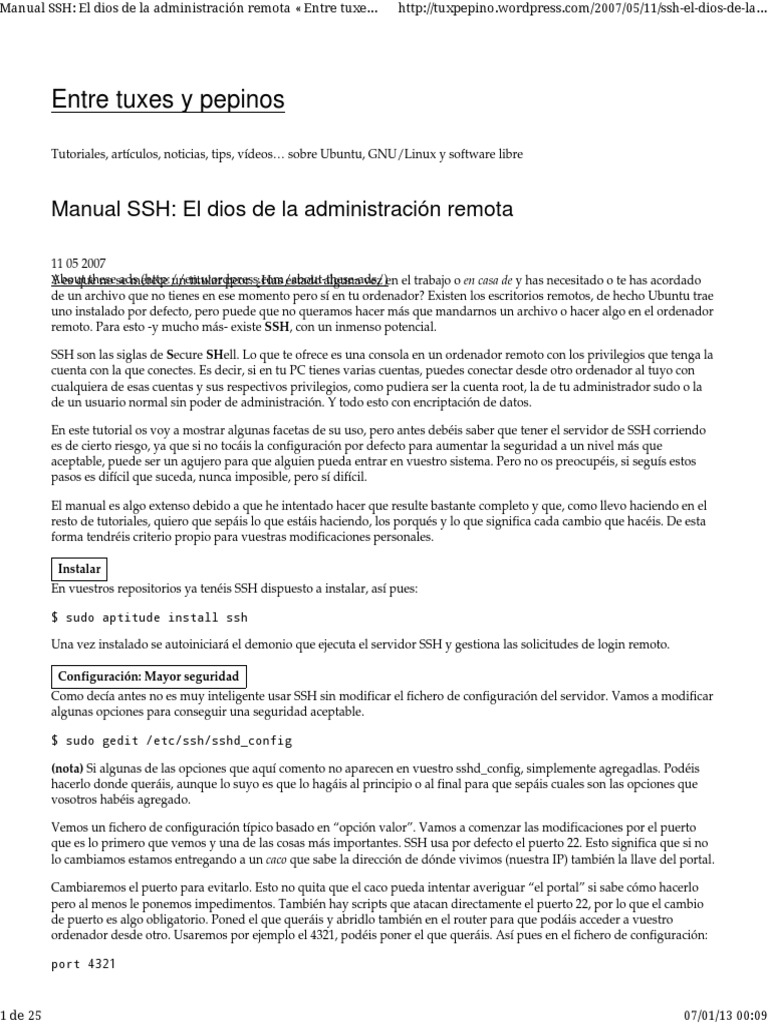 Guía de Seguridad para SSH en Linux | PDF | Contraseña | Sistema operativo