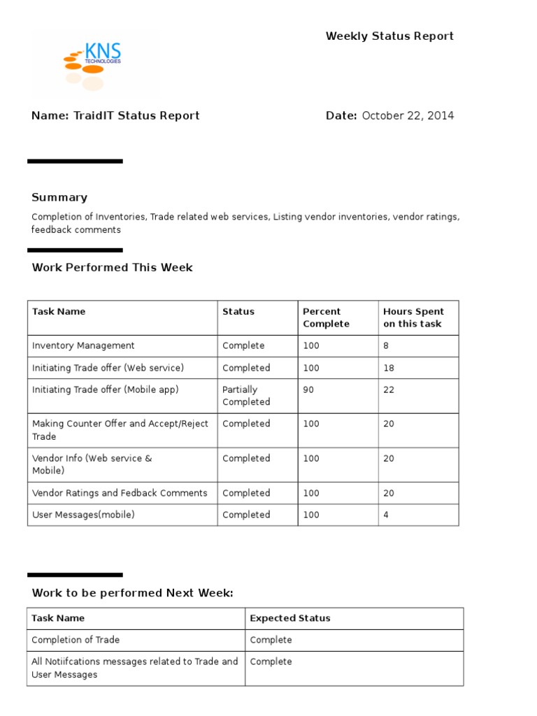 TraidIT Weekly Status Update | PDF | Computers