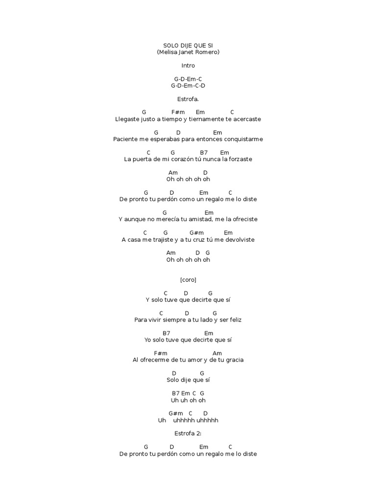 Acordes de Canción Solo Dije Que Si | PDF