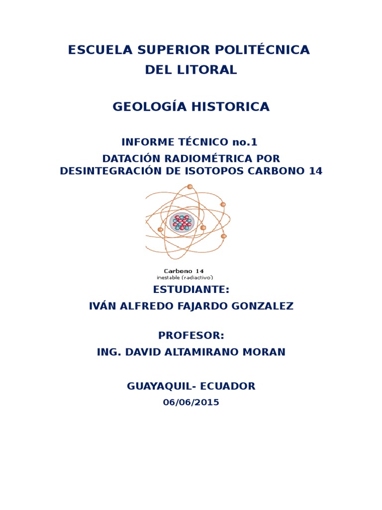 Datación Radiométrica Por Desintegración Del Isotopo Carbono 14 | PDF ...