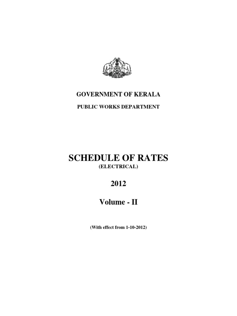 PWD SOR Electrical 2012 | PDF