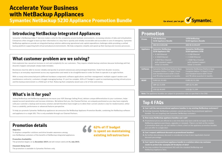 Symantec Netbackup 5230 Appliance Promotion Bundle | PDF | Ethernet ...