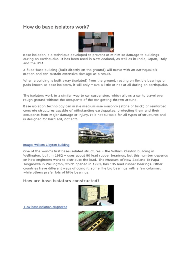 How Do Base Isolators Work PDF Earthquake Engineering Civil