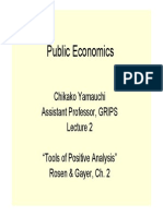 Public Economics: Chikako Yamauchi Assistant Professor, GRIPS "Tools of Positive Analysis" Rosen & Gayer, Ch. 2