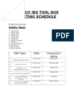 Weekly Ibs Tool Box Meeting Schedule: Safety Team