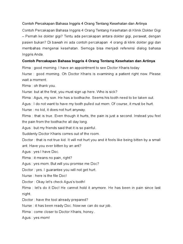 Contoh Dialog Bahasa Inggris Dan Artinya - Simak Gambar 