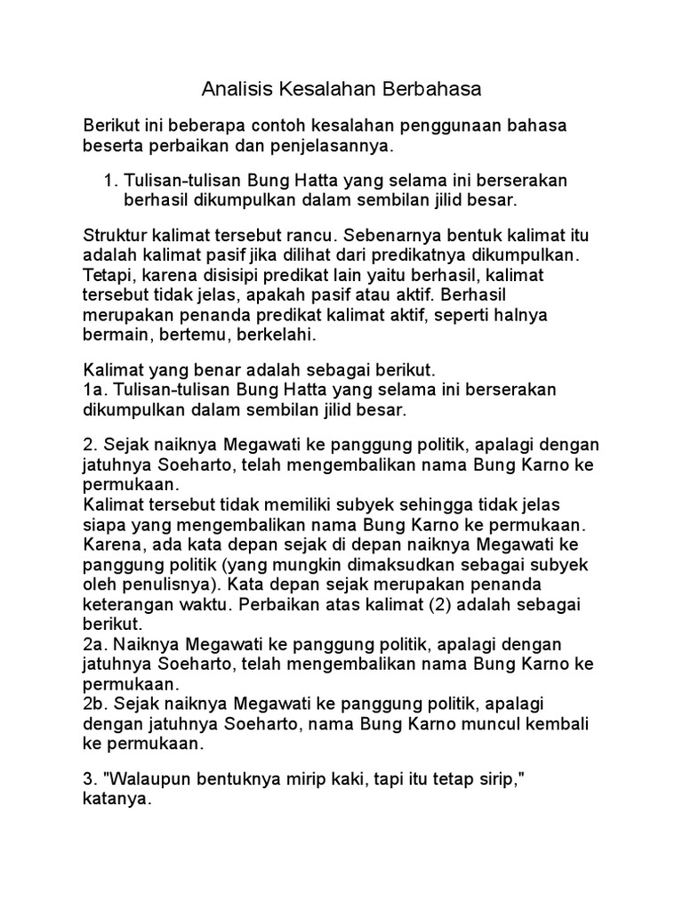 Analisis Kesalahan Berbahasa