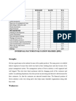 Strengths Weight Rate W.S: Internal Factor Evaluation Matrix (Ife)