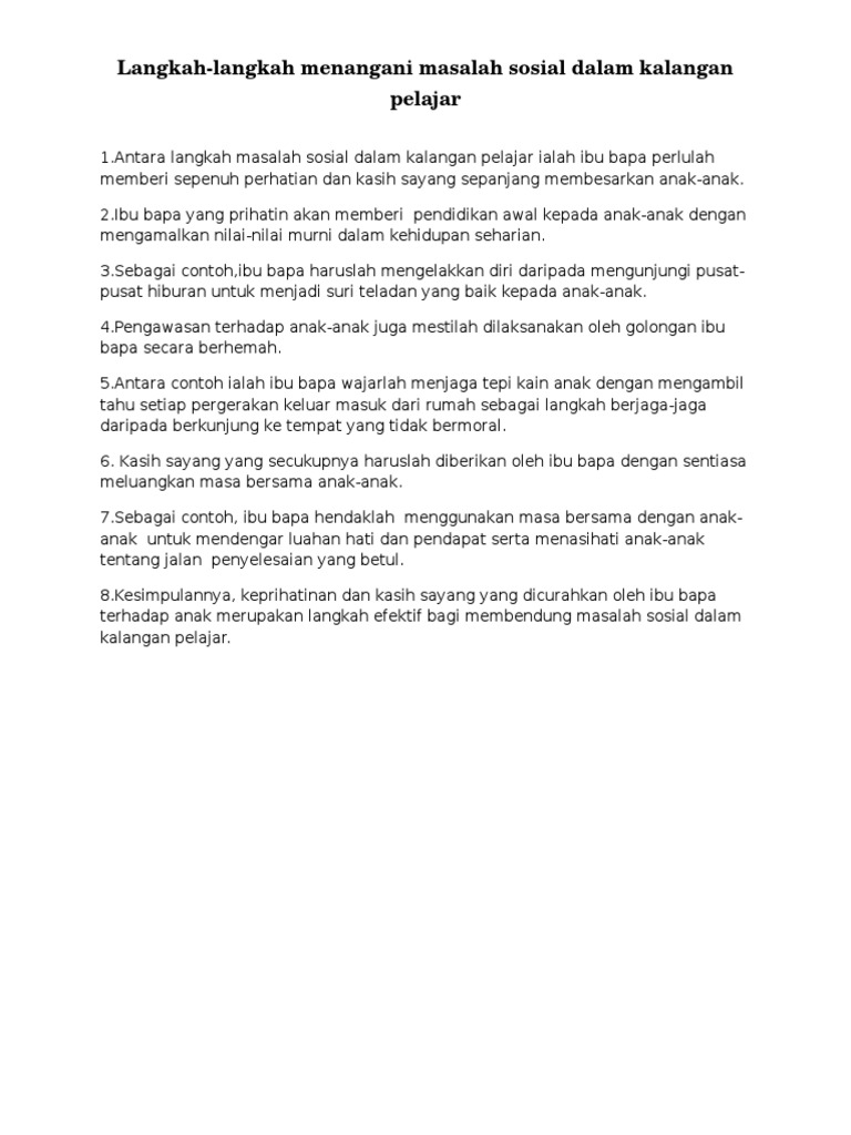 Langkah Langkah Menangani Masalah Gejala Sosial