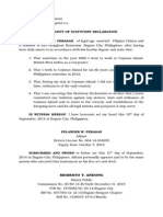 Affidavit of Statutory Declaration: Modesto T. Andong