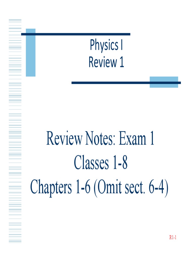 Physics Exam 1 Review Notes | PDF | Force | Acceleration