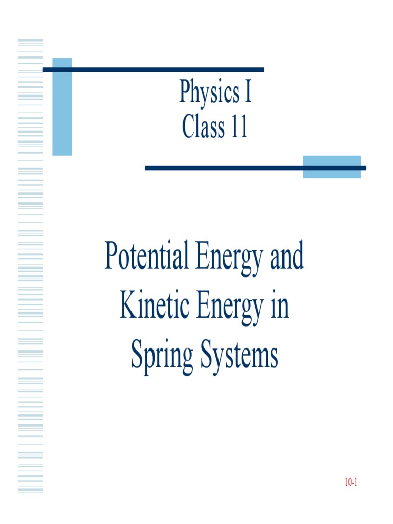 Physics I Class 11: Potential Energy and Kinetic Energy in Spring ...