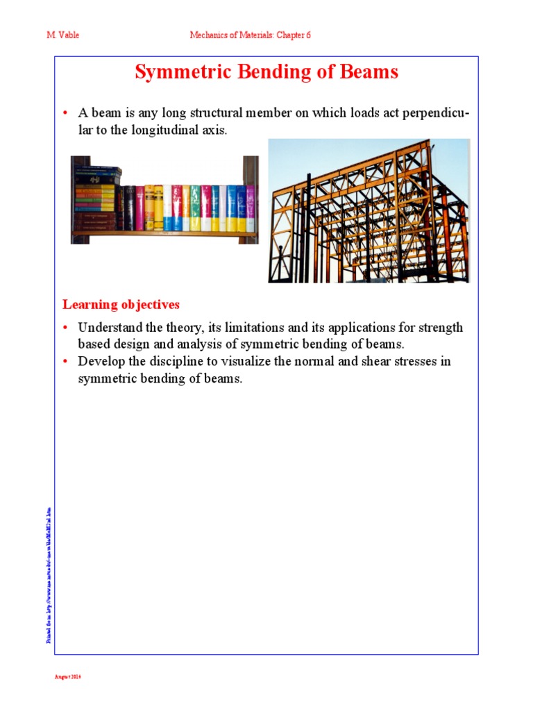 Symmetric Bending of Beams: Learning Objectives | PDF