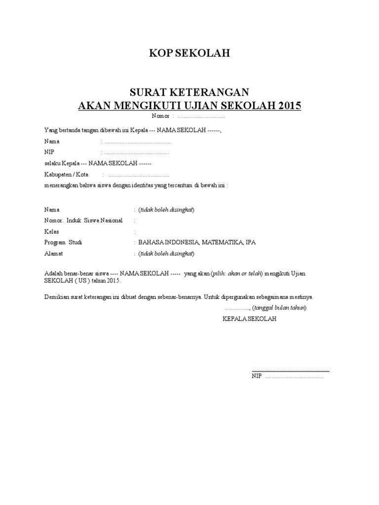 Yuk Simak 10+ Contoh Surat Keterangan Telah Mengikuti Ujian Sekolah ✅