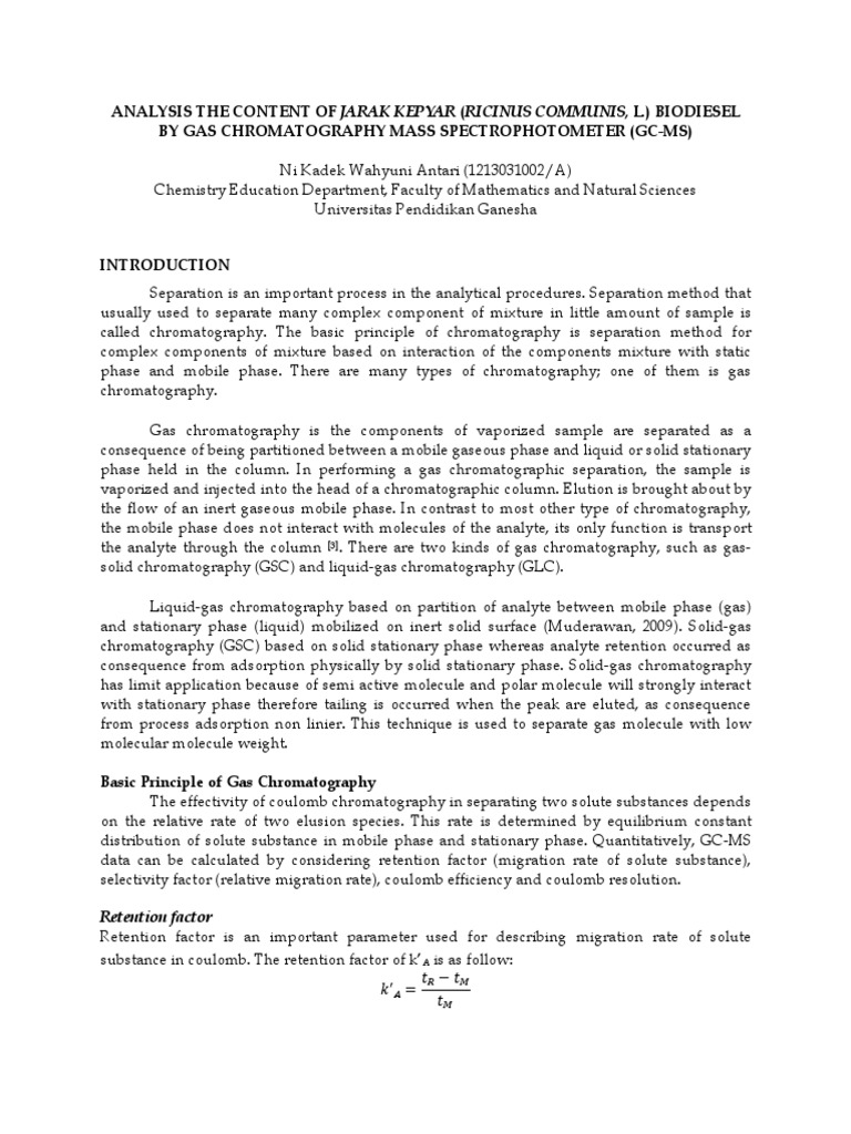 GC MS Report PDF Gas Chromatography Gas ChromatographyMass