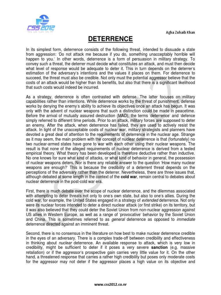 Nuclear Deterrence Theory Essay