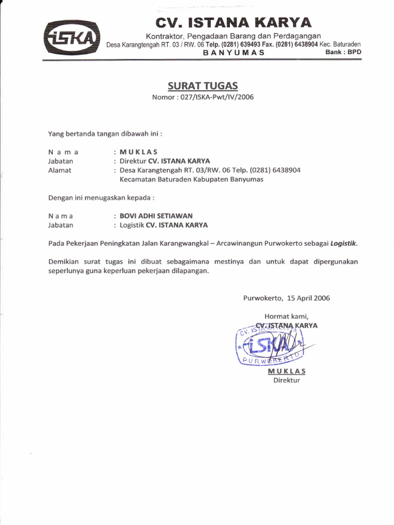 Surat Tugas Logistik