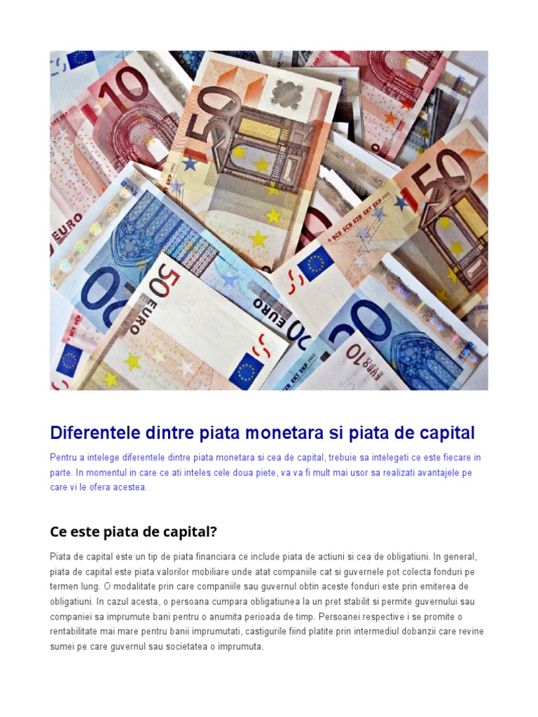 Diferentele Dintre Piata Si Piata de Capital PDF