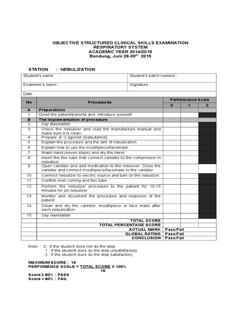 Nebulization Procedure Checklist | PDF | Self-Improvement | Wellness