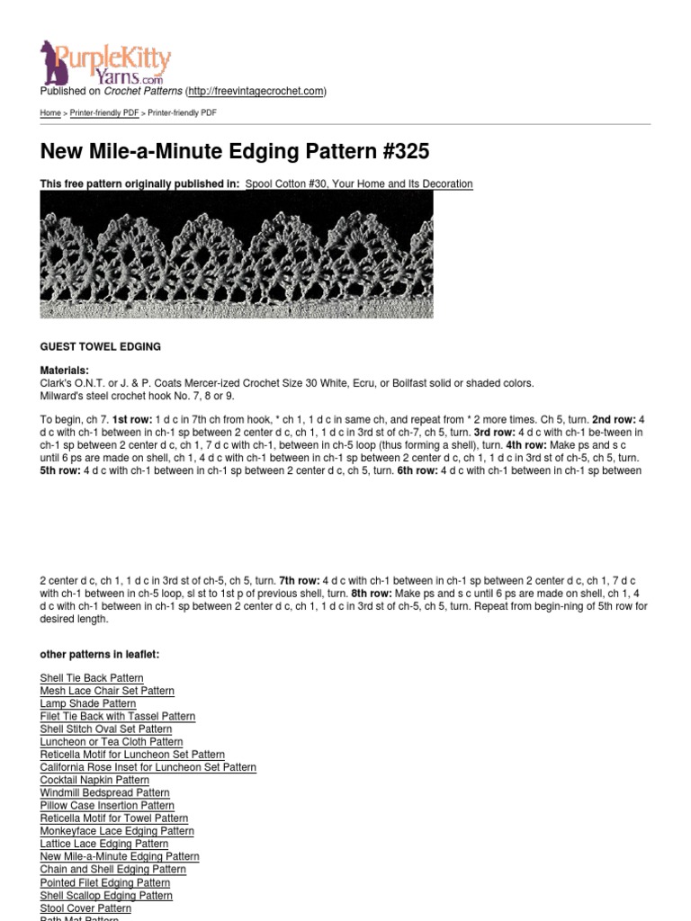 Mile-a-Minute Edging Crochet Pattern | PDF