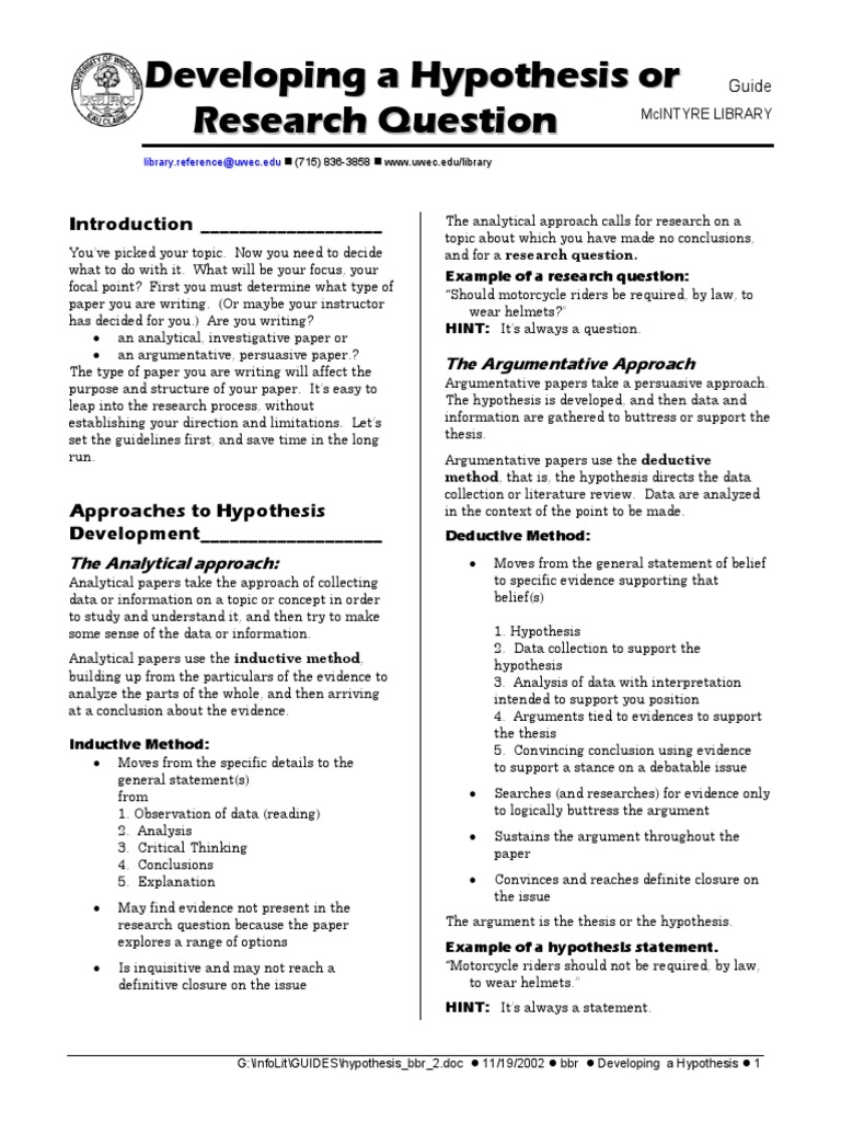 sample of research questions and hypotheses