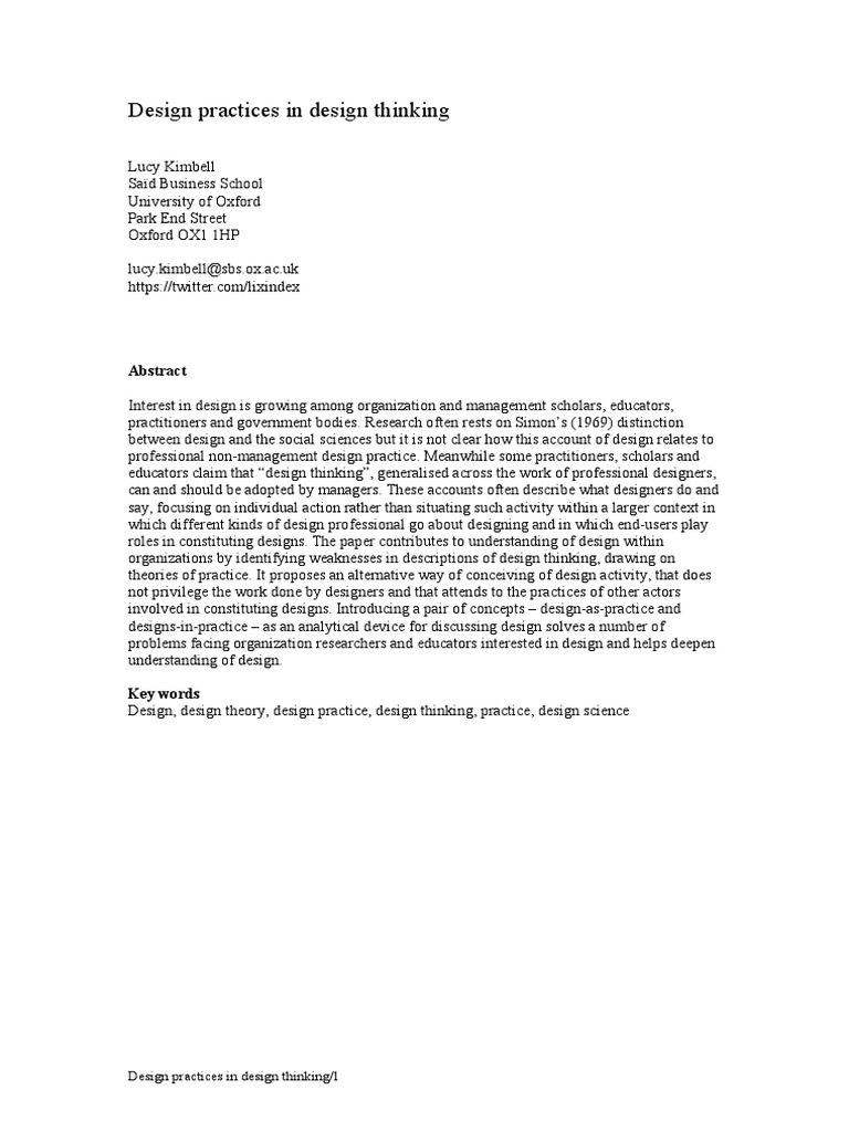 Design Practices in Organizations | PDF | Design Thinking | Design