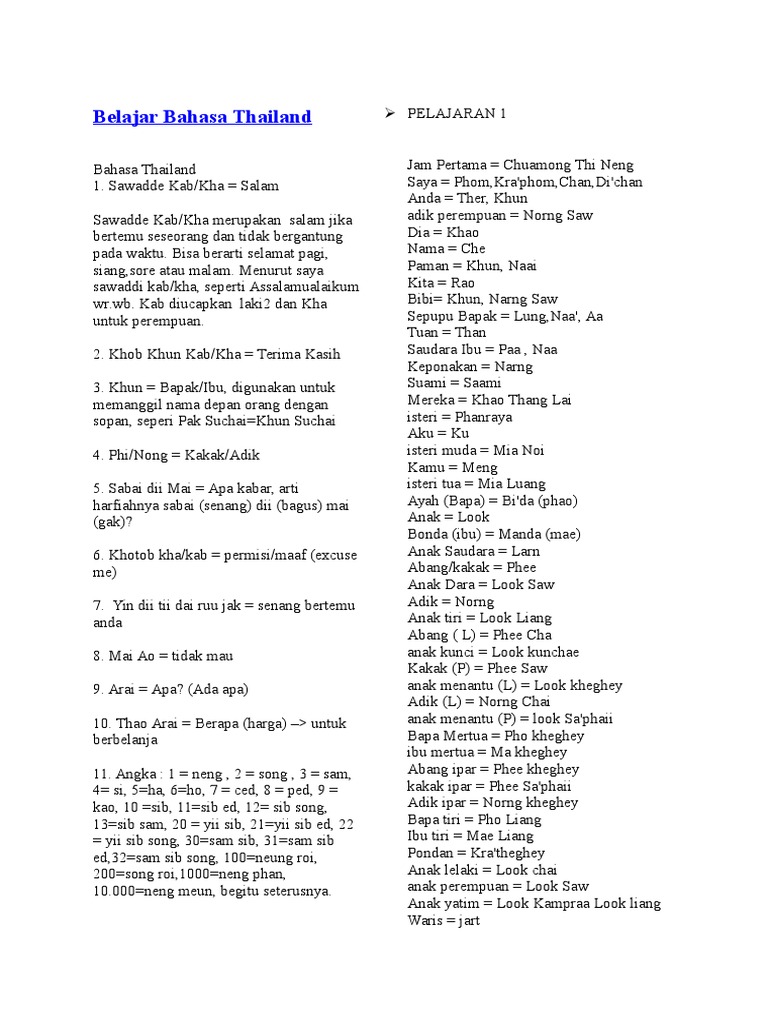 Belajar Bahasa Thailand Pdf
