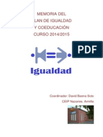 Memoria Del Plan de Igualdad y Coeducación PDF
