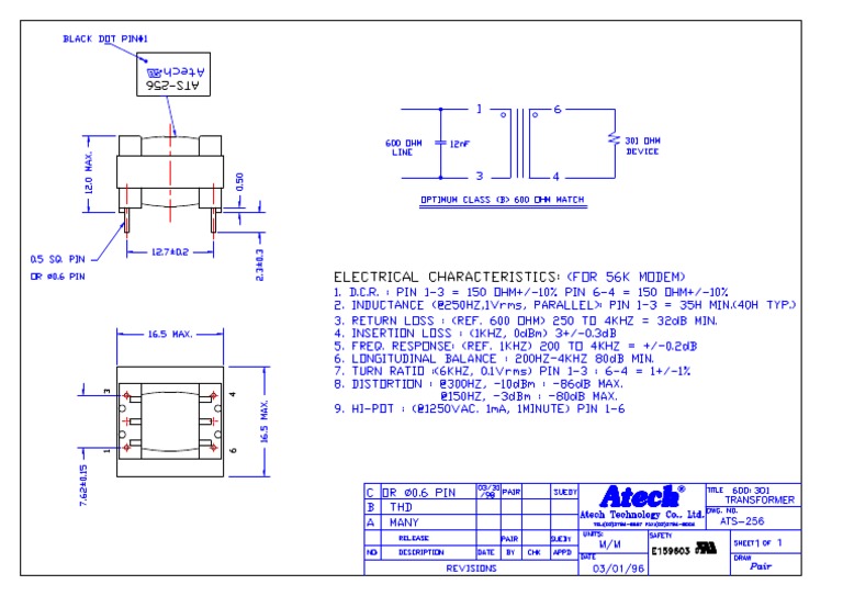 ATS-256 Match Transformer Modem | PDF