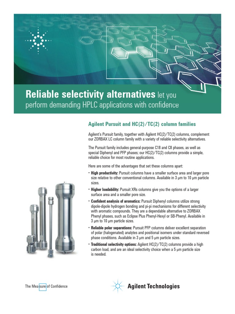 Agilent Pursuit 3 Diphenyl Columns Brochure High Performance Liquid