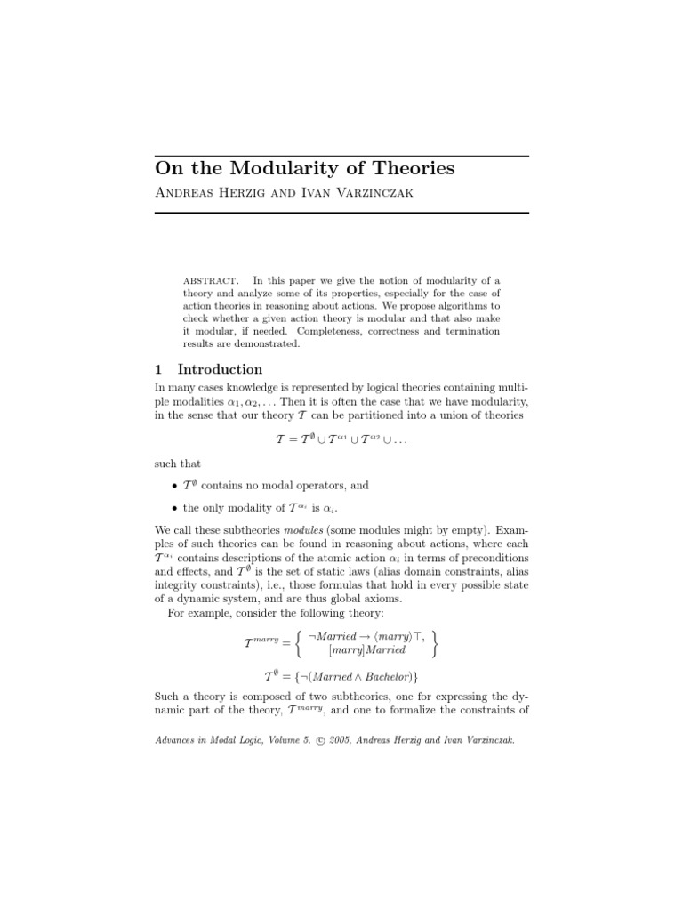 Modularity in Action Theories Analysis | PDF | Modal Logic | Theory