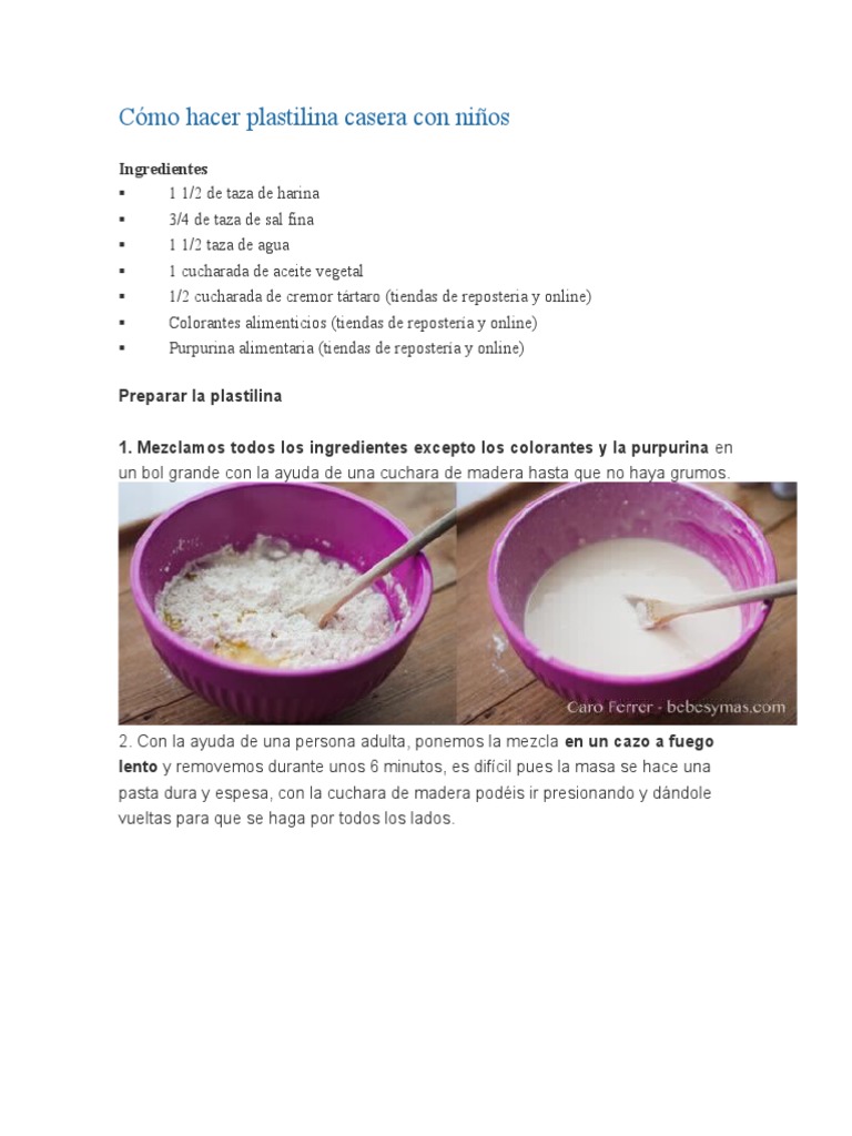 Cómo Hacer Plastilina Casera Con Niños | PDF | sal | Pasta