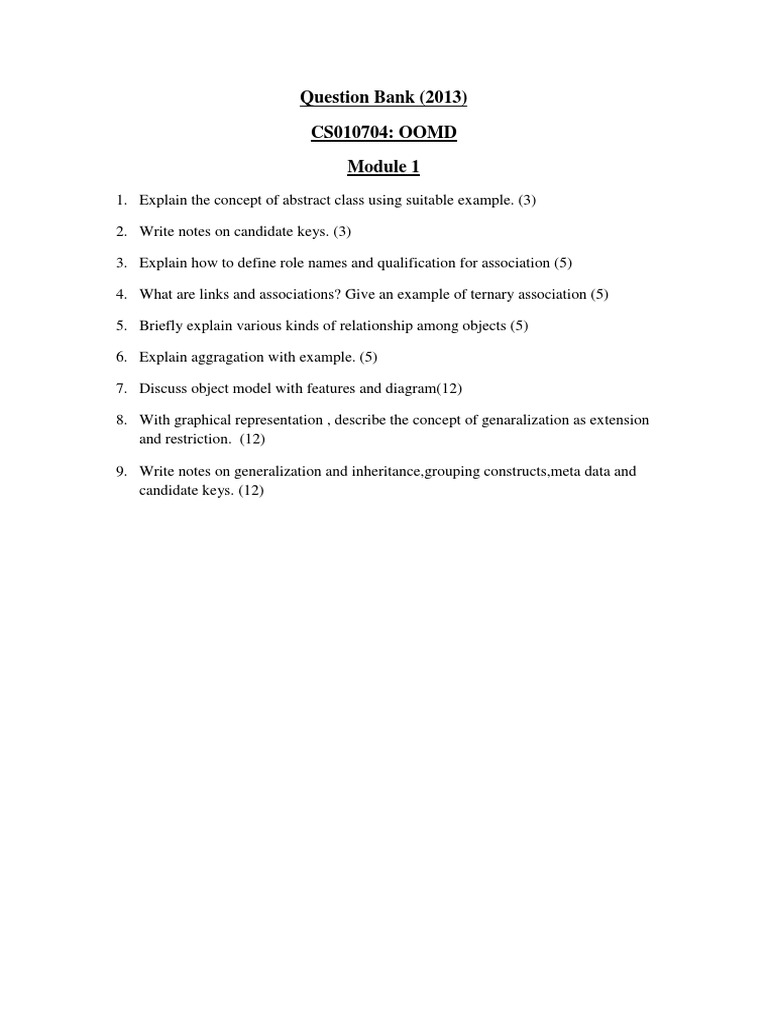 OOMD Exam Prep for CS Students | PDF | Unified Modeling Language ...