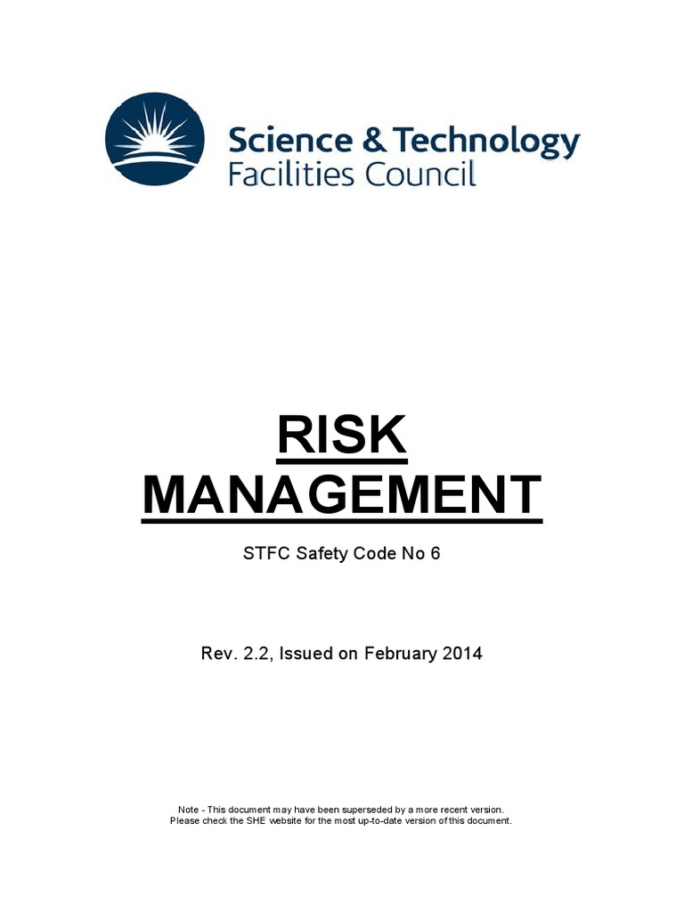 STFC Risk Management Safety Code 6 | PDF | Risk Assessment | Risk